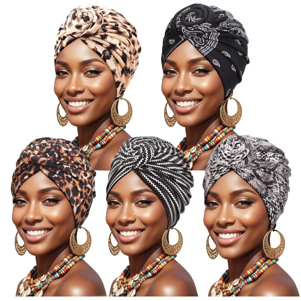 3255 Knotted Headwraps African Turban Pre-Tied Twisted Turbans Caps Head